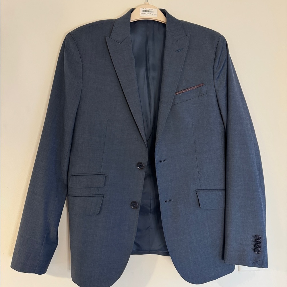 Mango Man Blue Wool Blend Blazer
